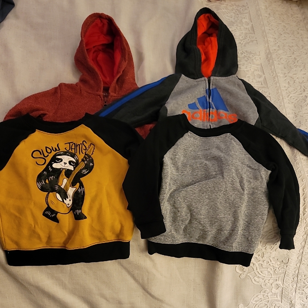 x4 Sweaters and Hooded Zip Ups Lot, Adidas, Cat & Jack - All Size 3T